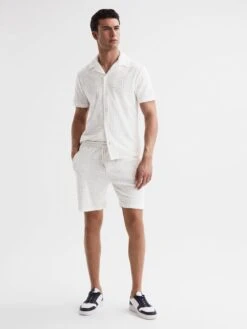 Reiss White Brooklyn Terry Towelling Drawstring Shorts -Reiss D97 841s3