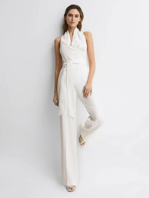 Reiss White Carmen Halter Neck Linen Blend Jumpsuit 7 Reiss White Carmen Halter Neck Linen Blend Jumpsuit – Image 7