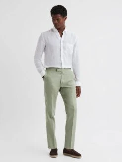 Reiss Apple Kin Slim Fit Linen Trousers