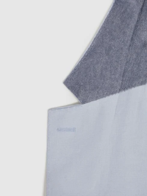 Reiss Soft Blue Kin Slim Fit Single Breasted Linen Blazer 7 Reiss Soft Blue Kin Slim Fit Single Breasted Linen Blazer – Image 7