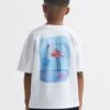 Reiss White Paracas Junior Motif Cotton T-Shirt