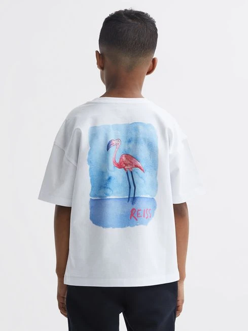 Reiss White Paracas Junior Motif Cotton T-Shirt 1 Reiss White Paracas Junior Motif Cotton T-Shirt