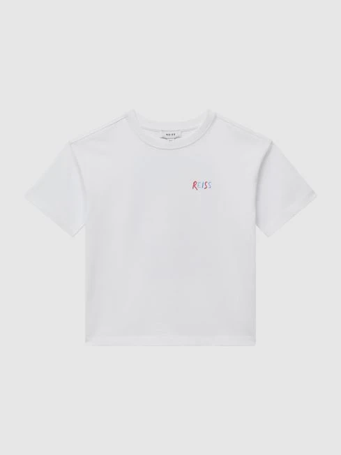 Reiss White Paracas Junior Motif Cotton T-Shirt 2 Reiss White Paracas Junior Motif Cotton T-Shirt – Image 2