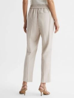 Reiss Oatmeal Shae Taper Tapered Linen Trousers -Reiss D98 242s5