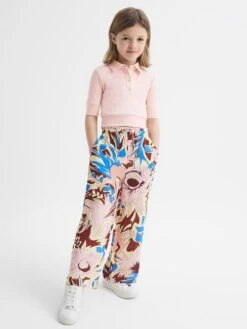 Reiss Pink Eva Senior Cropped Polo Shirt