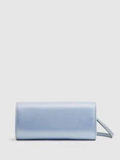 Reiss Powder Blue Delphine Diamanté Buckle Satin Clutch 11 Reiss Powder Blue Delphine Diamanté Buckle Satin Clutch -Reiss N4X874s5