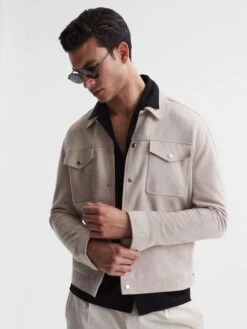 Reiss Black Caspa Mercerised Jersey Cuban Collar Shirt -Reiss T74 483s6