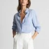 Reiss Blue Campbell Linen Long Sleeve Shirt