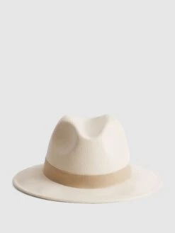 Reiss Ivory Ashbourne Wool Fedora Hat -Reiss U09 888s5