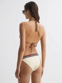 Reiss Tan Tina Printed Trim Bikini Bottoms -Reiss U24 937s5