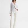 Reiss Cream Florence Petite High Rise Flared Trousers