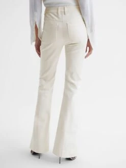 Reiss Cream Florence Petite High Rise Flared Trousers -Reiss U53 548s5