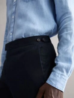 Reiss Navy Kin Slim Fit Linen Trousers 6 Reiss Navy Kin Slim Fit Linen Trousers -Reiss U79 028s3